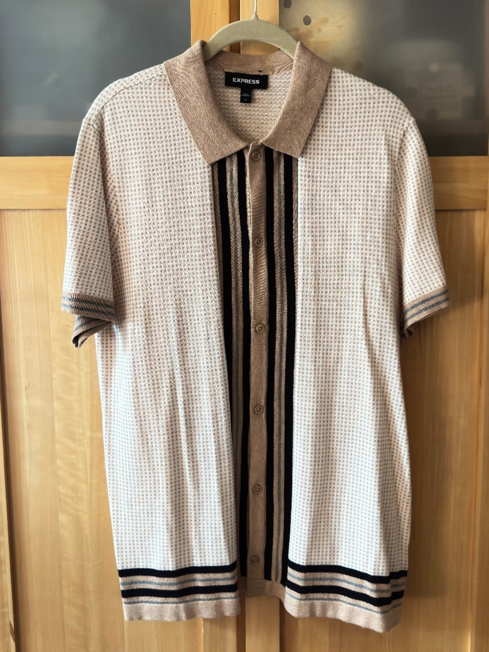 EXPRESS Retro Knit Button-Through Polo / Cardigan Shirt – 100% Cotton – Size M